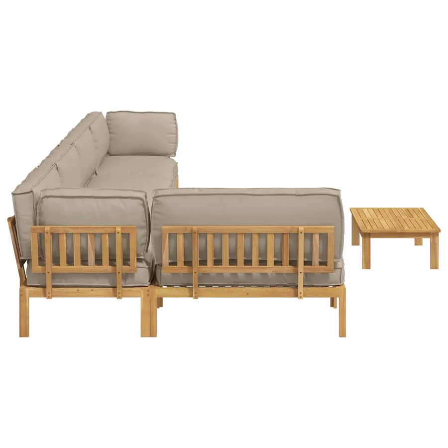 Ensemble de Canapés Uni 6 pcs Taupe Bois d'Acacia Massif - 11