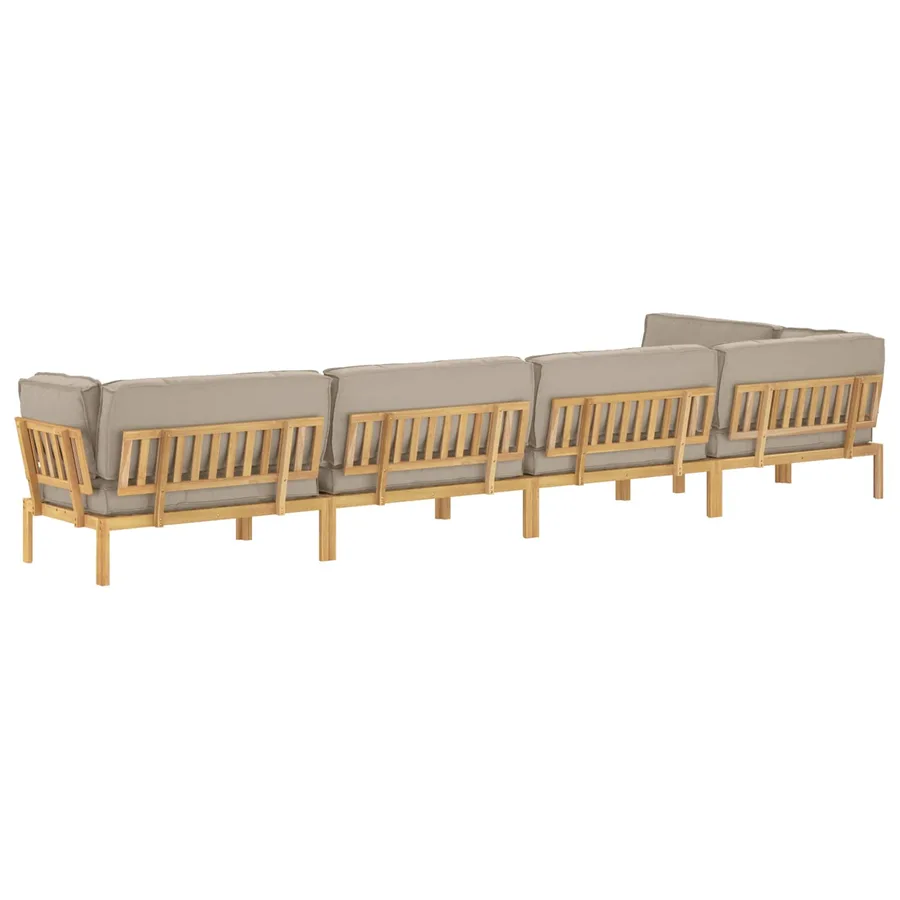 Ensemble de Canapés Uni 6 pcs Taupe Bois d'Acacia Massif - 12