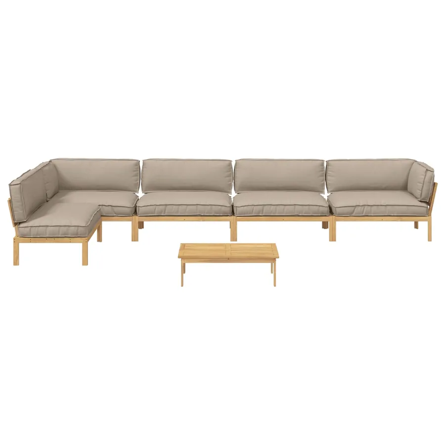 Ensemble de Canapés Uni 6 pcs Taupe Bois d'Acacia Massif - 8