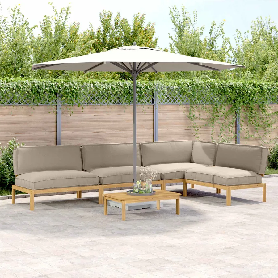 Ensemble de Canapés Uni 5 pcs Taupe Bois d'Acacia Massif