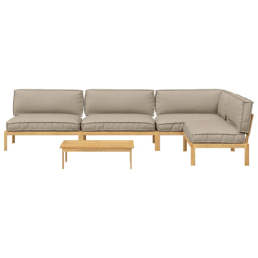Ensemble de Canapés Uni 5 pcs Taupe Bois d'Acacia Massif - 10