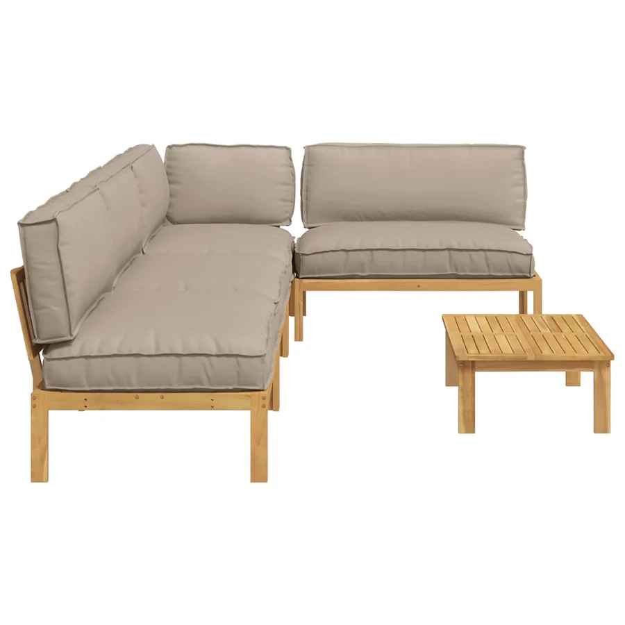 Ensemble de Canapés Uni 5 pcs Taupe Bois d'Acacia Massif - 11
