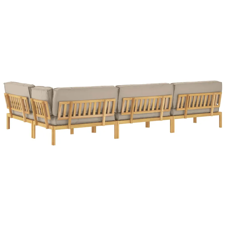 Ensemble de Canapés Uni 5 pcs Taupe Bois d'Acacia Massif - 12