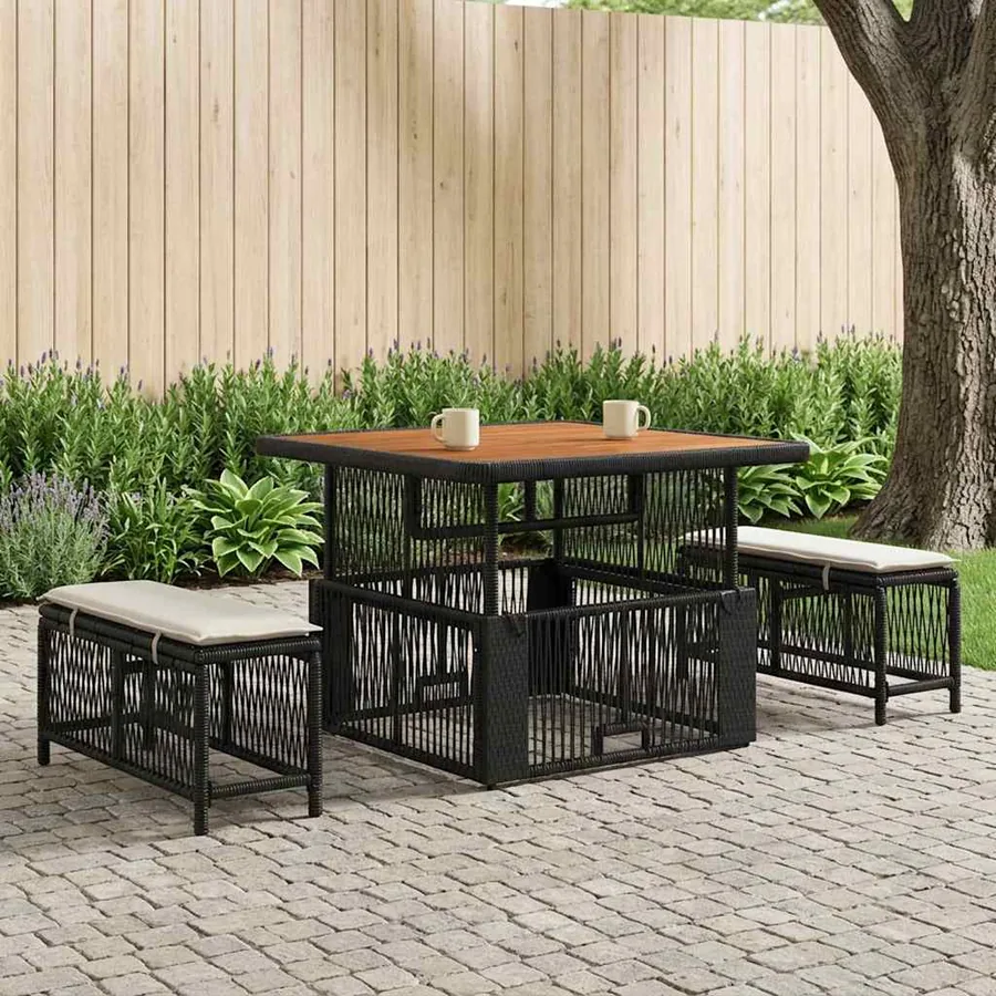 Ensemble de salle à manger pour jardin 3 pcs Beige et crème