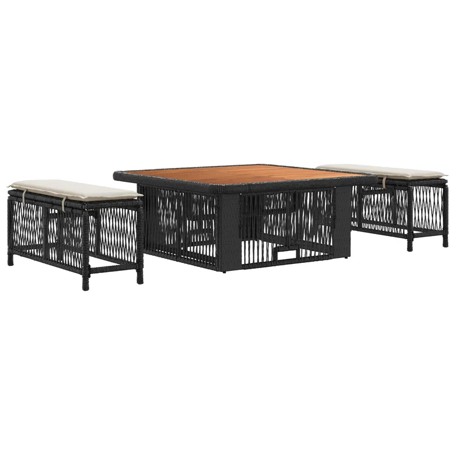 Ensemble de salle à manger pour jardin 3 pcs Beige et crème - 2