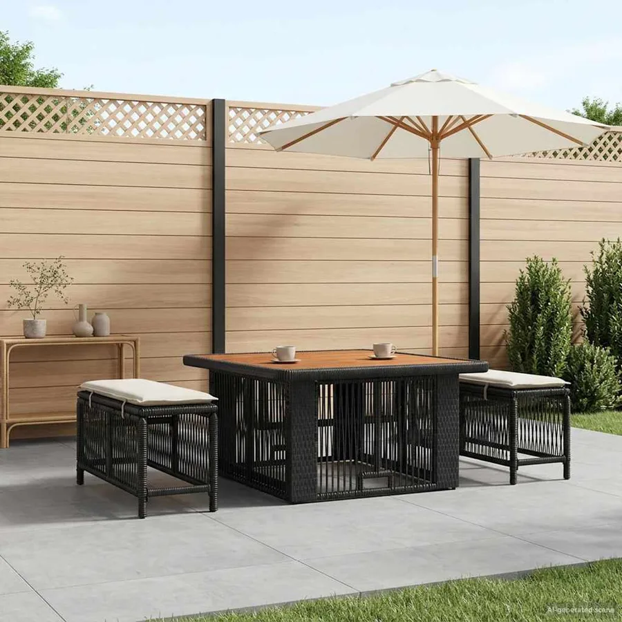 Ensemble de salle à manger pour jardin 3 pcs Beige et crème - 3
