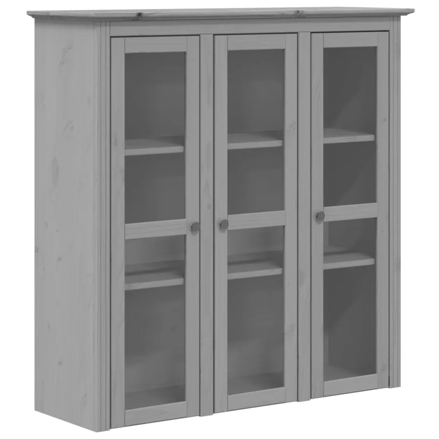 Armoire avec portes vitrées BODO gris bois de pin massif - 2