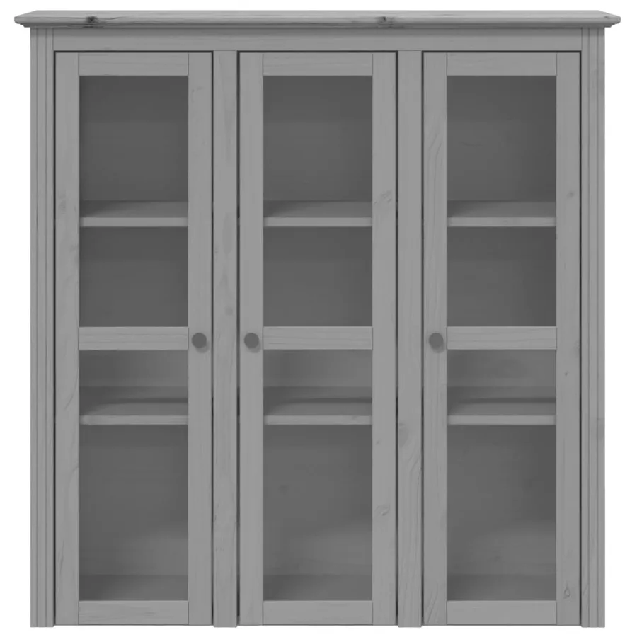 Armoire avec portes vitrées BODO gris bois de pin massif - 3