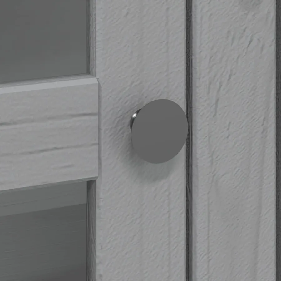 Armoire avec portes vitrées BODO gris bois de pin massif - 7