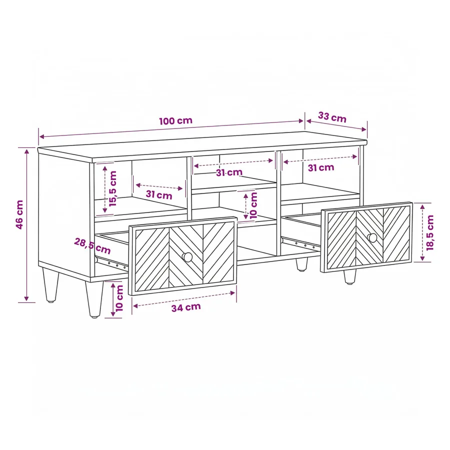Armoires de rangement avec tiroir Marron 100 x 33,5 x 46 cm - 11
