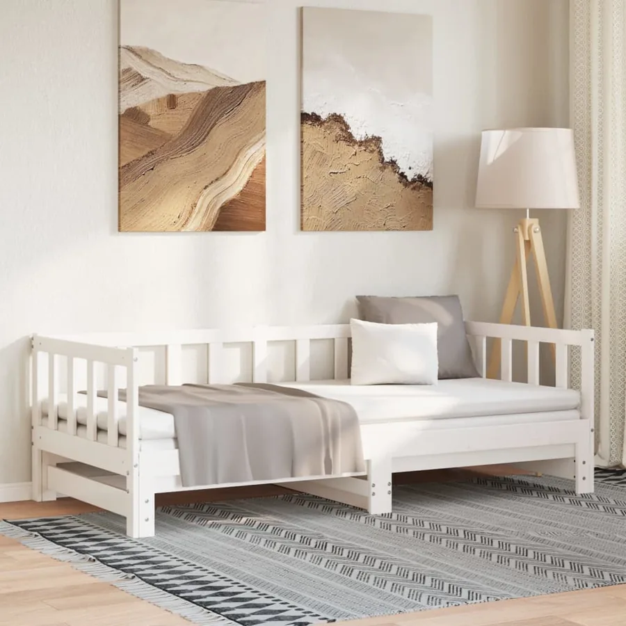 Lit coulissant sans matelas blanc 2x(90x200) cm