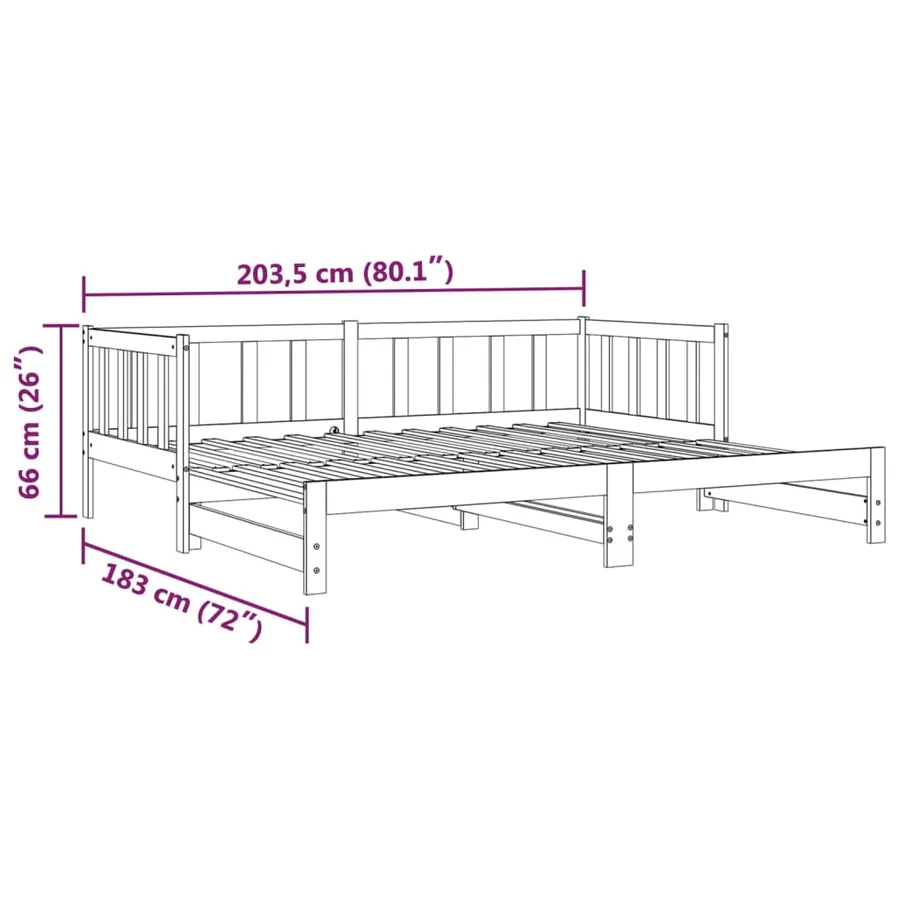 Lit coulissant sans matelas blanc 2x(90x200) cm - 14