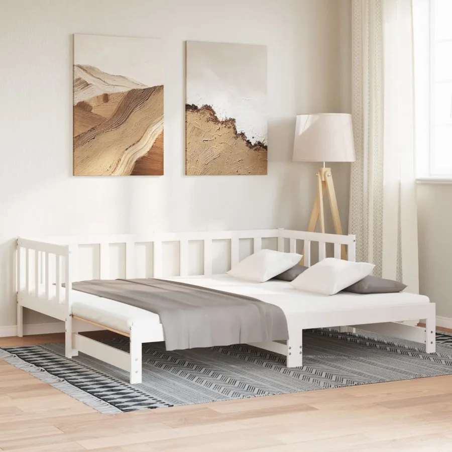 Lit coulissant sans matelas blanc 2x(90x200) cm - 4
