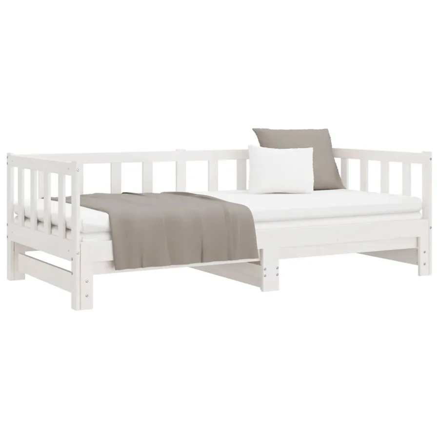 Lit coulissant sans matelas blanc 2x(90x200) cm - 5