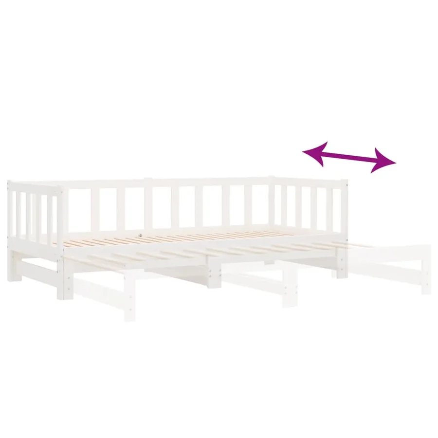 Lit coulissant sans matelas blanc 2x(90x200) cm - 9