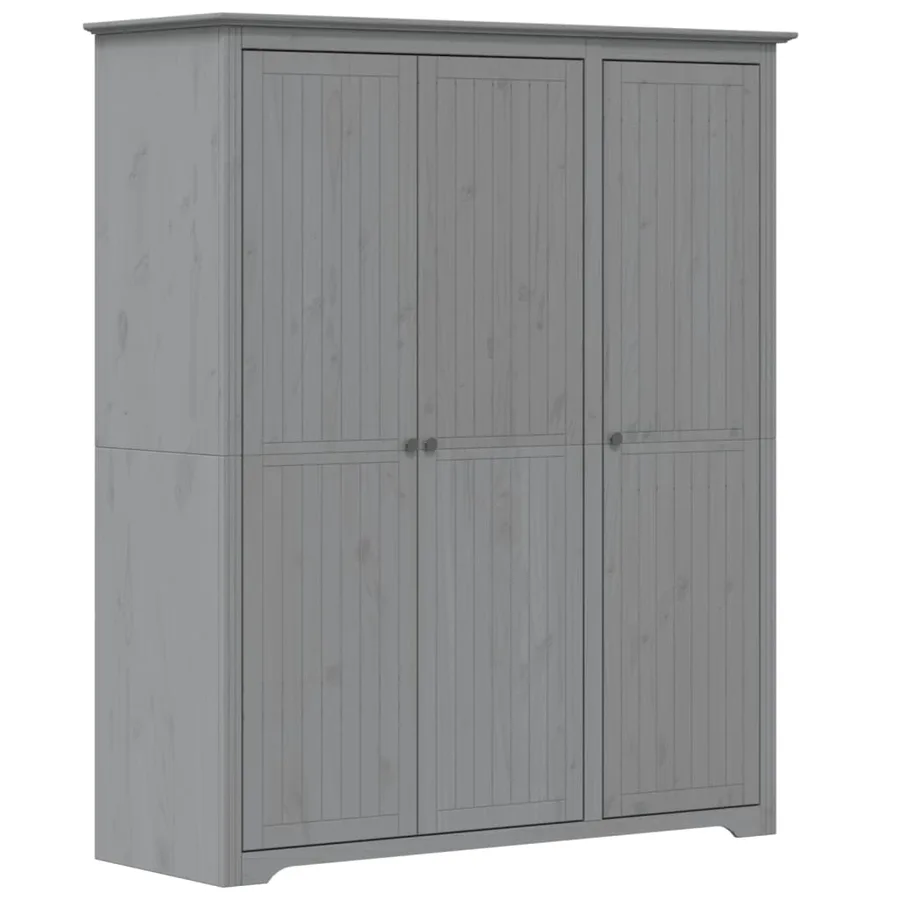 Garde-robe BODO gris 146x53,5x173 cm bois massif de pin - 2