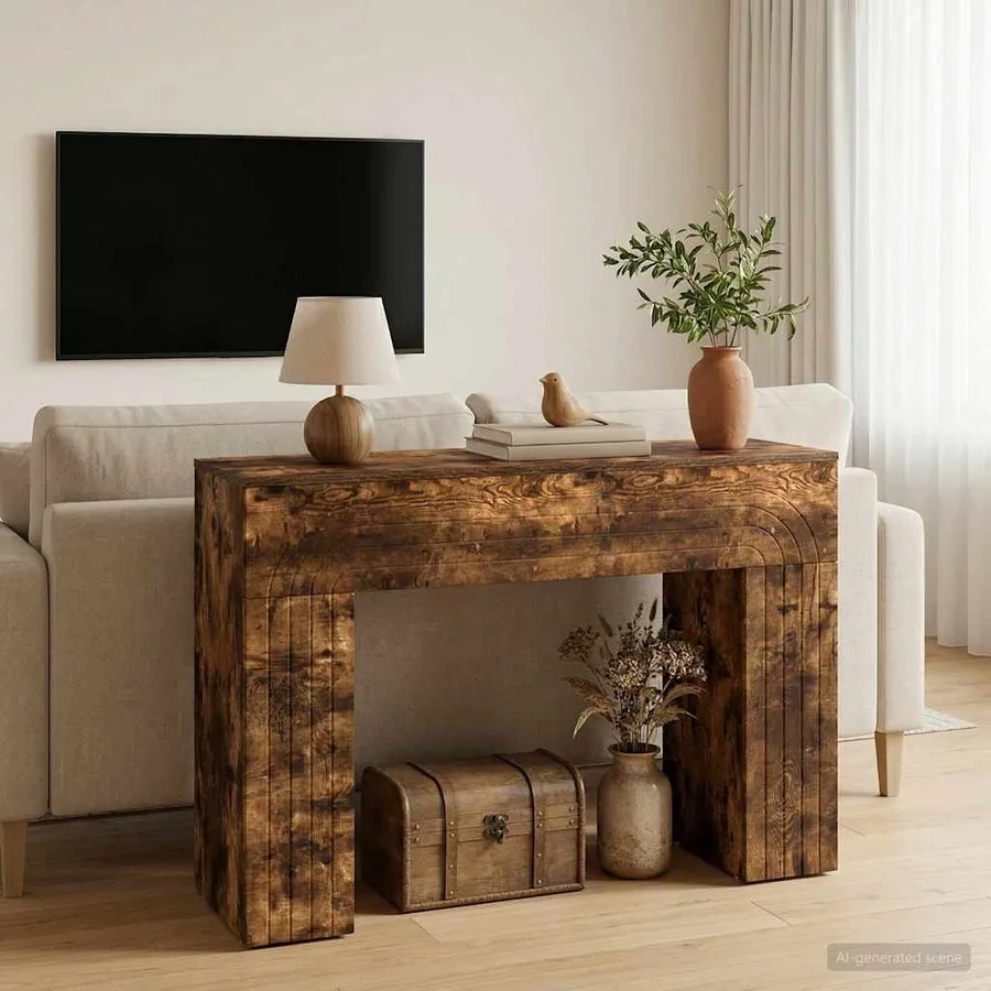 Table basse Chêne fumé 102 x 35 x 75 cm Bois d'ingénierie - 4