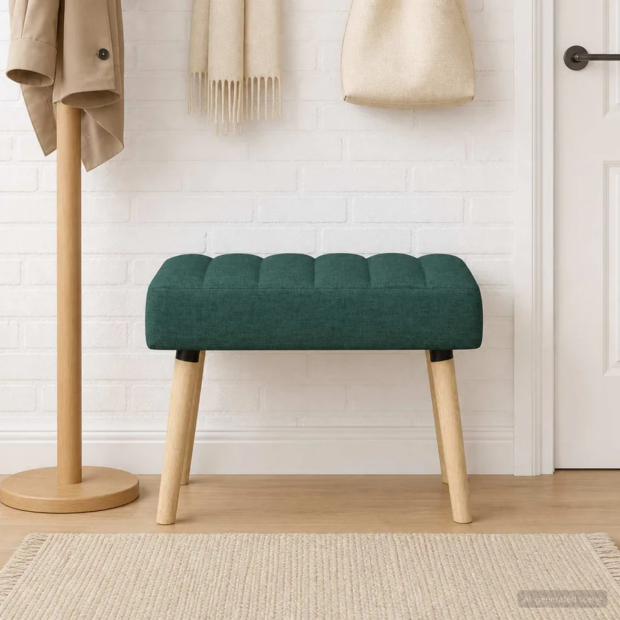 Banc capitonné canal Vert foncé 60 x 40 x 45 cm Tissu - 3