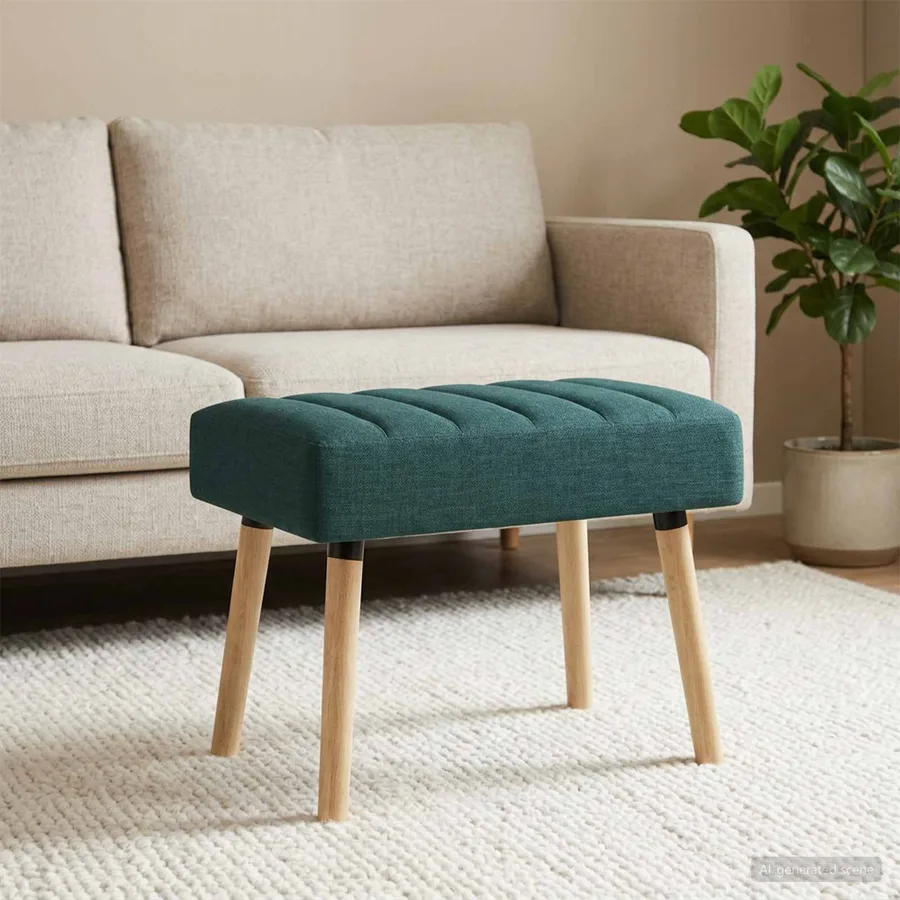 Banc capitonné canal Vert foncé 60 x 40 x 45 cm Tissu - 5