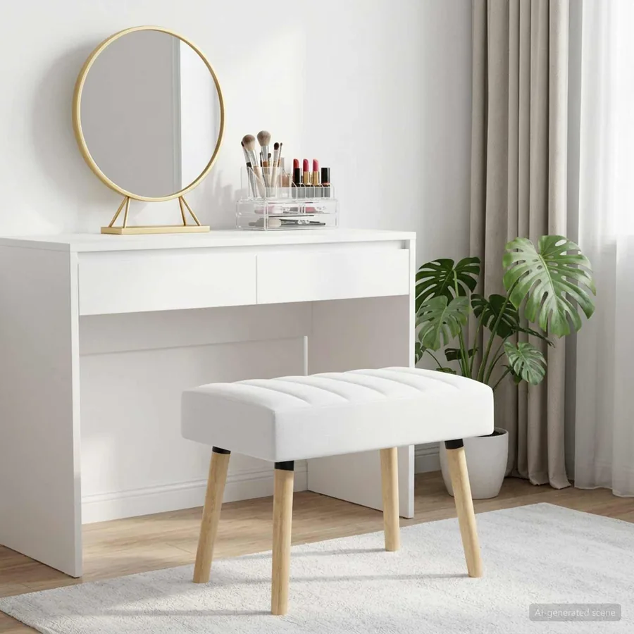 Banc capitonné canal Blanc 60 x 40 x 45 cm Tissu