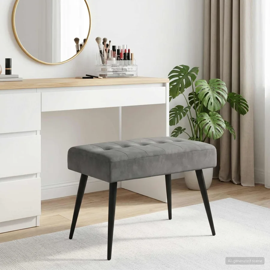 Banc avec capitonnage bouton Gris foncé 60 x 40 x 45 cm Velours