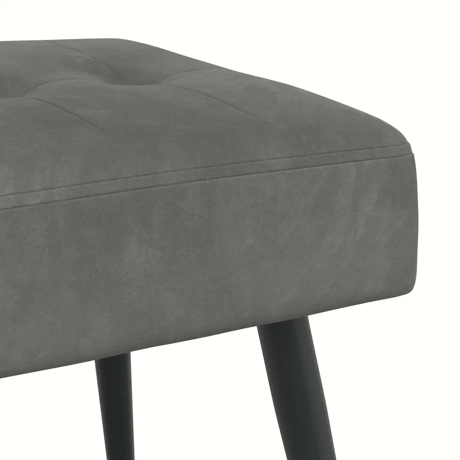 Banc avec capitonnage bouton Gris foncé 60 x 40 x 45 cm Velours - 6