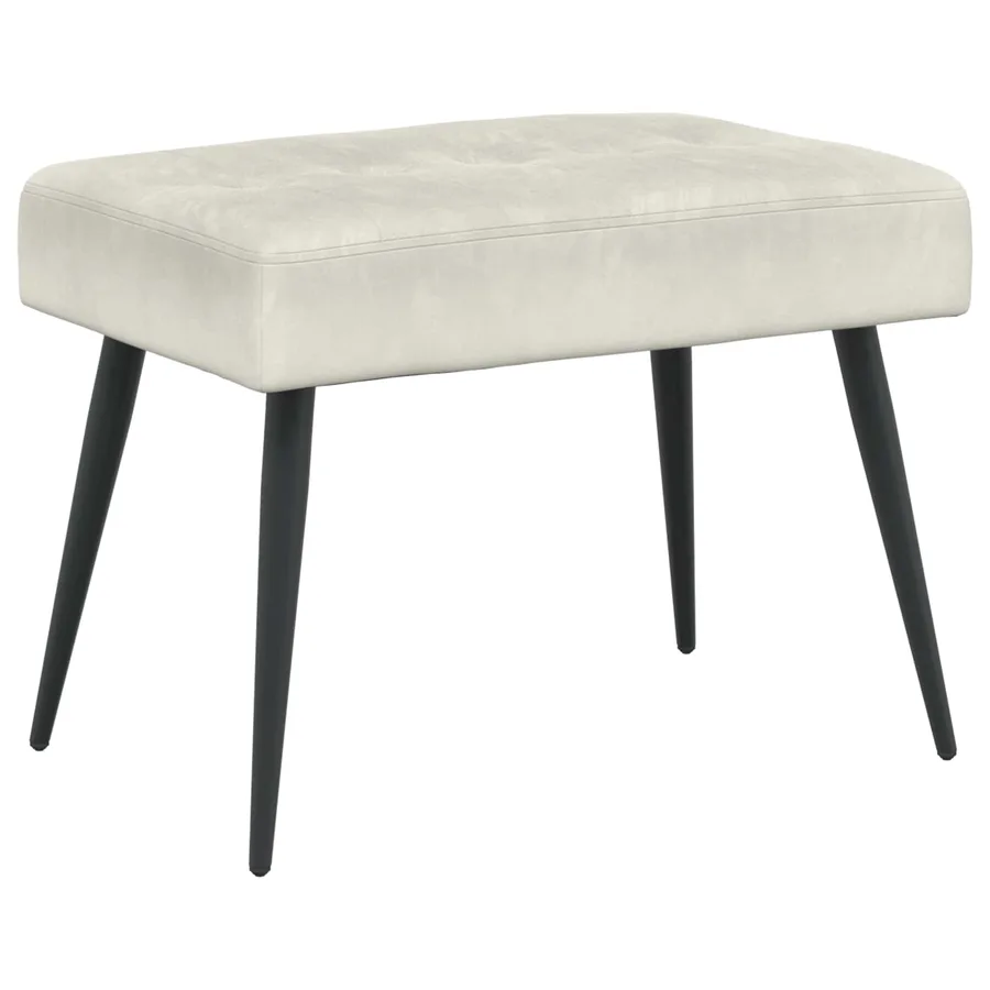 Banc avec capitonnage bouton Crème 60 x 40 x 45 cm Velours - 2