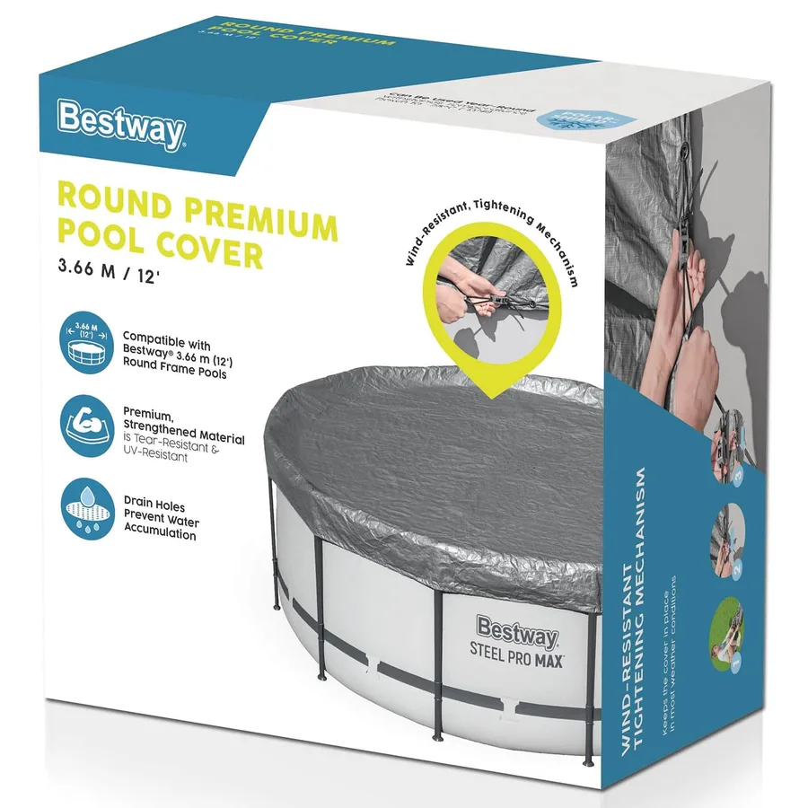 Bestway Couverture de piscine 1 Ø4,88 m Rond Polyester Gris for - 4
