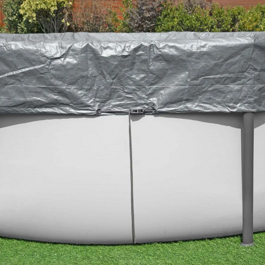 Bestway Couverture de piscine 1 Ø4,88 m Rond Polyester Gris for - 5