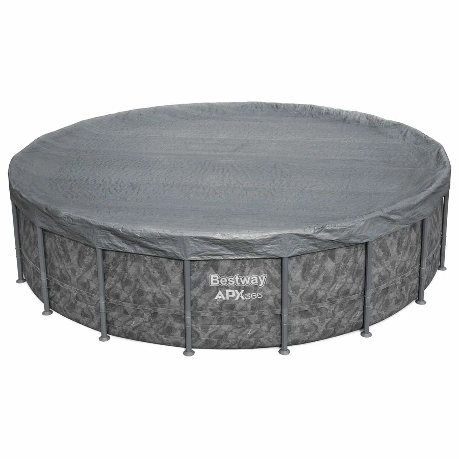 Bestway Couverture de piscine 1 Ø5,49 m Rond Polyester Gris for