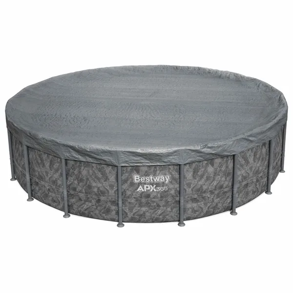 Bestway Couverture de piscine 1 Ø5,49 m Rond Polyester Gris for