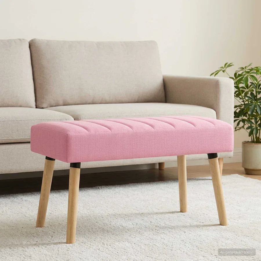 Banc capitonné canal Rose 80 x 40 x 46 cm Tissu