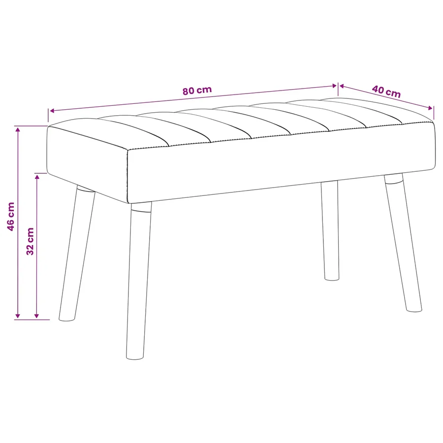 Banc capitonné canal Rose 80 x 40 x 46 cm Tissu - 9