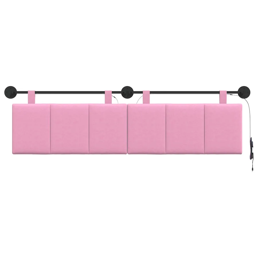 Tête de lit suspendue Avec lumière LED Rose Tissu - 6