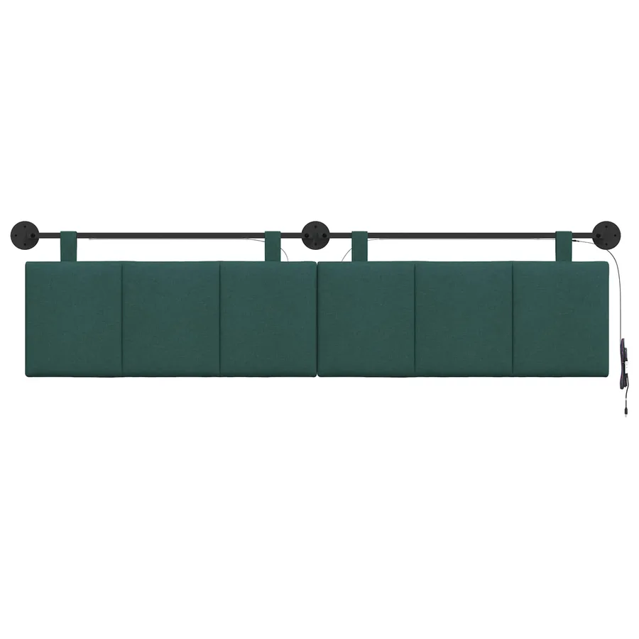 Tête de lit suspendue Avec lumière LED Vert foncé Tissu - 6