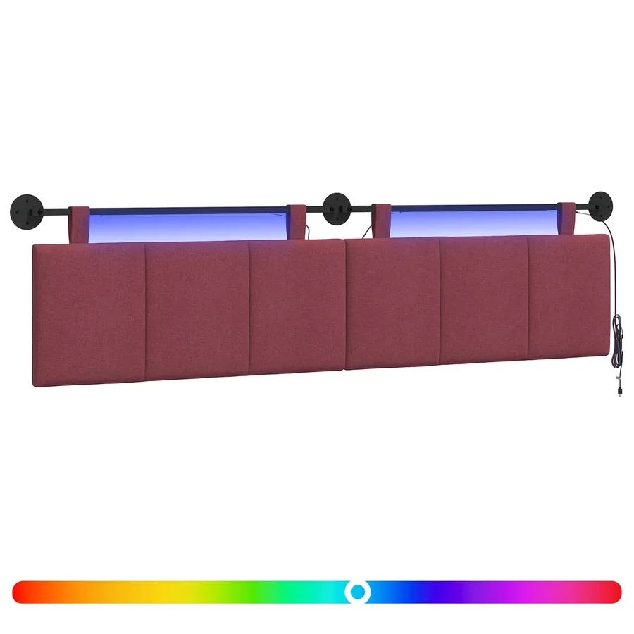 Tête de lit suspendue Avec lumière LED Bordeaux Tissu - 2