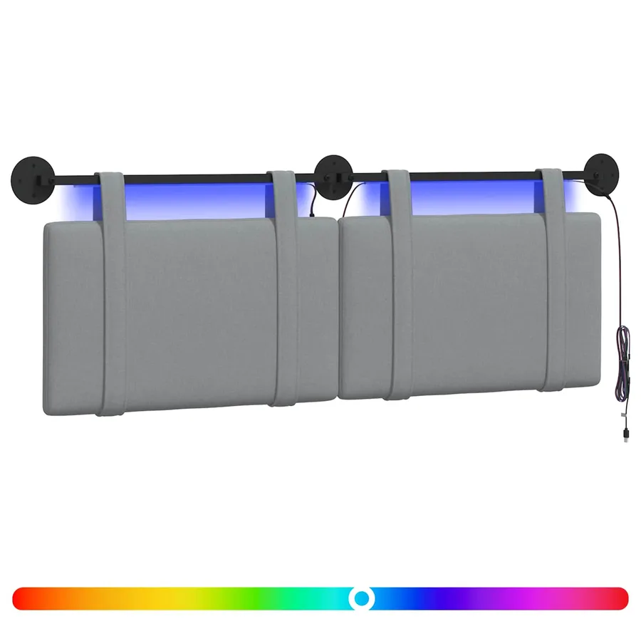 Tête de lit suspendue Avec lumière LED Gris clair Tissu - 2