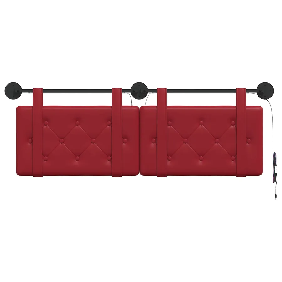 Tête de lit suspendue Avec lumière LED Bordeaux Simili cuir - 6