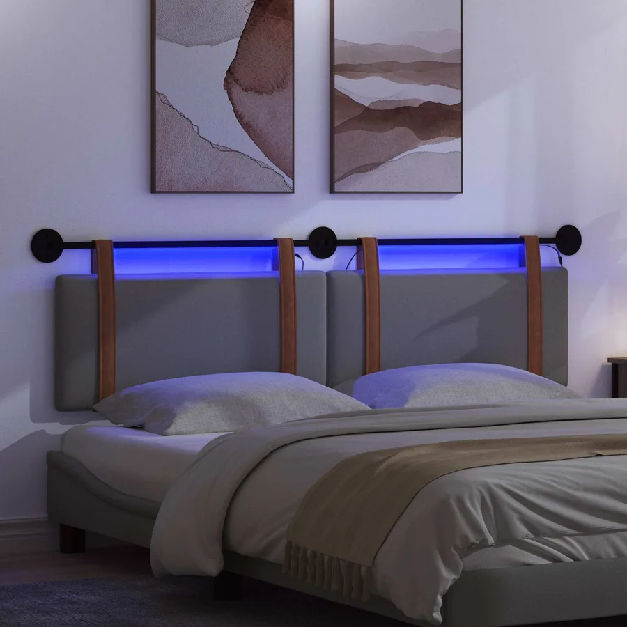 Tête de lit suspendue Avec lumière LED Gris foncé PU antique - 5