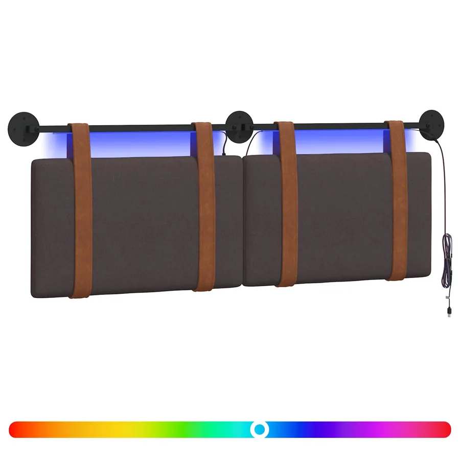 Tête de lit suspendue Avec lumière LED Marron foncé PU antique - 2