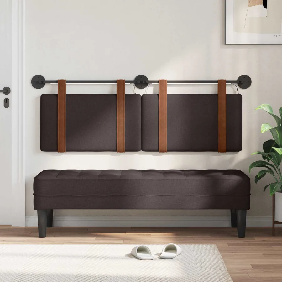 Tête de lit suspendue Avec lumière LED Marron foncé PU antique - 3