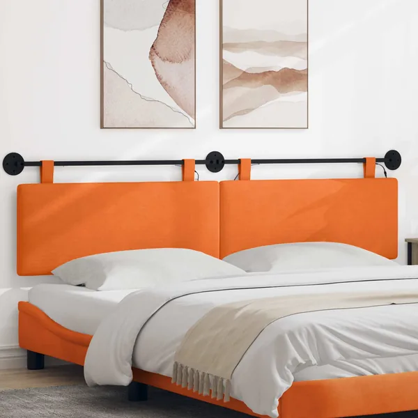 Tête de lit suspendue Orange Tissu en velours côtelé