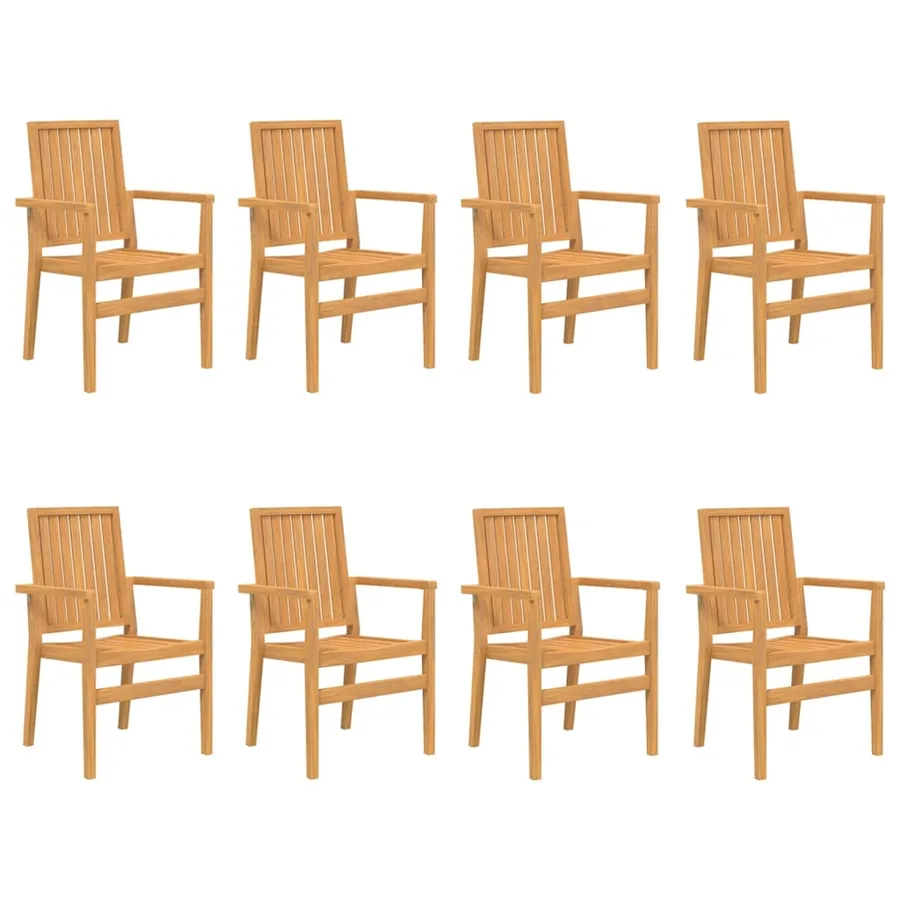 Chaises de jardin empilables lot de 8 56,5x57,5x91 cm bois teck - 2