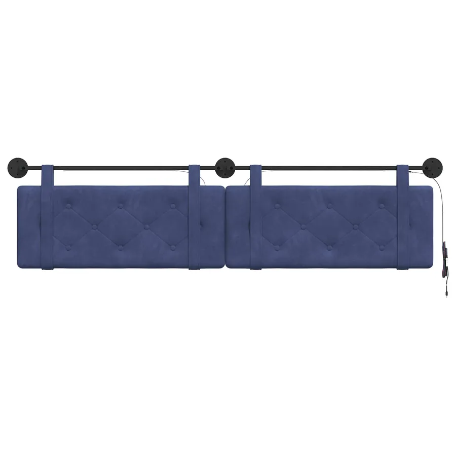 Tête de lit suspendue Avec lumière LED Bleu police Velours - 6