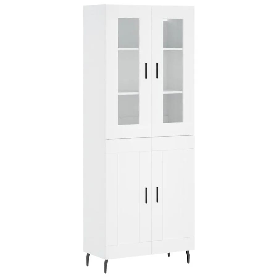 Buffet haut Blanc 69,5x34x180 cm Bois d'ingénierie - 2