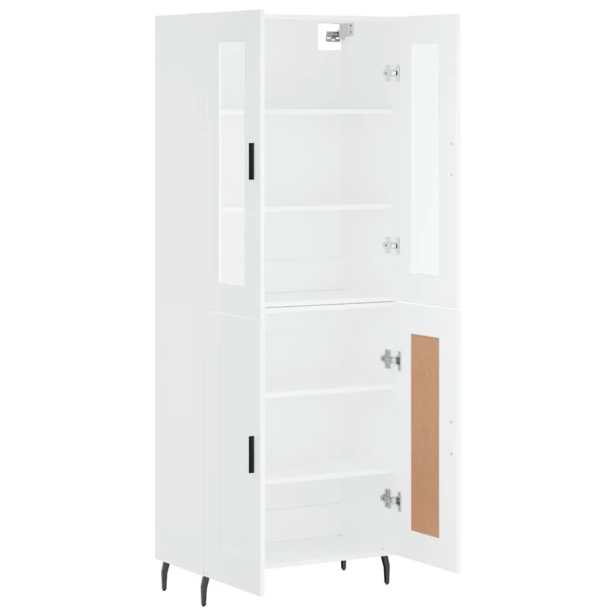 Buffet haut Blanc 69,5x34x180 cm Bois d'ingénierie - 4