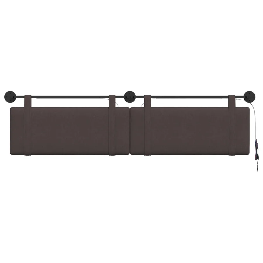 Tête de lit suspendue Avec lumière LED Marron foncé Tissu - 6
