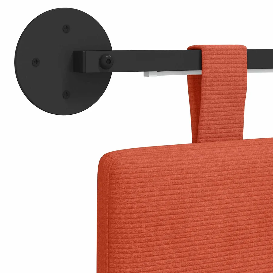 Tête de lit suspendue Rouge orange Tissu en velours côtelé - 10