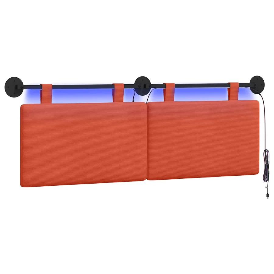 Tête de lit suspendue Rouge orange Tissu en velours côtelé - 2