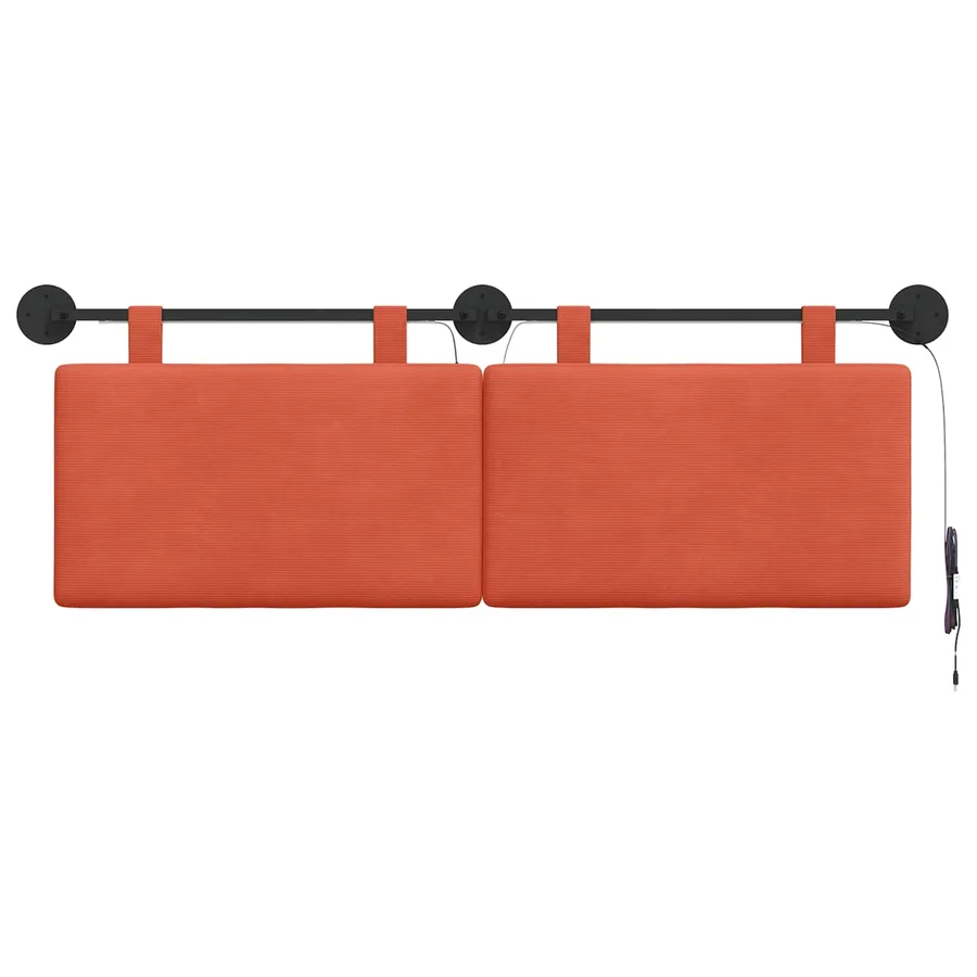 Tête de lit suspendue Rouge orange Tissu en velours côtelé - 6